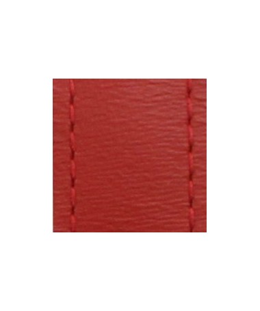 Gros plan sur le cuir de l'anse amovible rouge