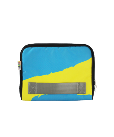 Face avant housse pour tablette 10 pouces jaune et bleue