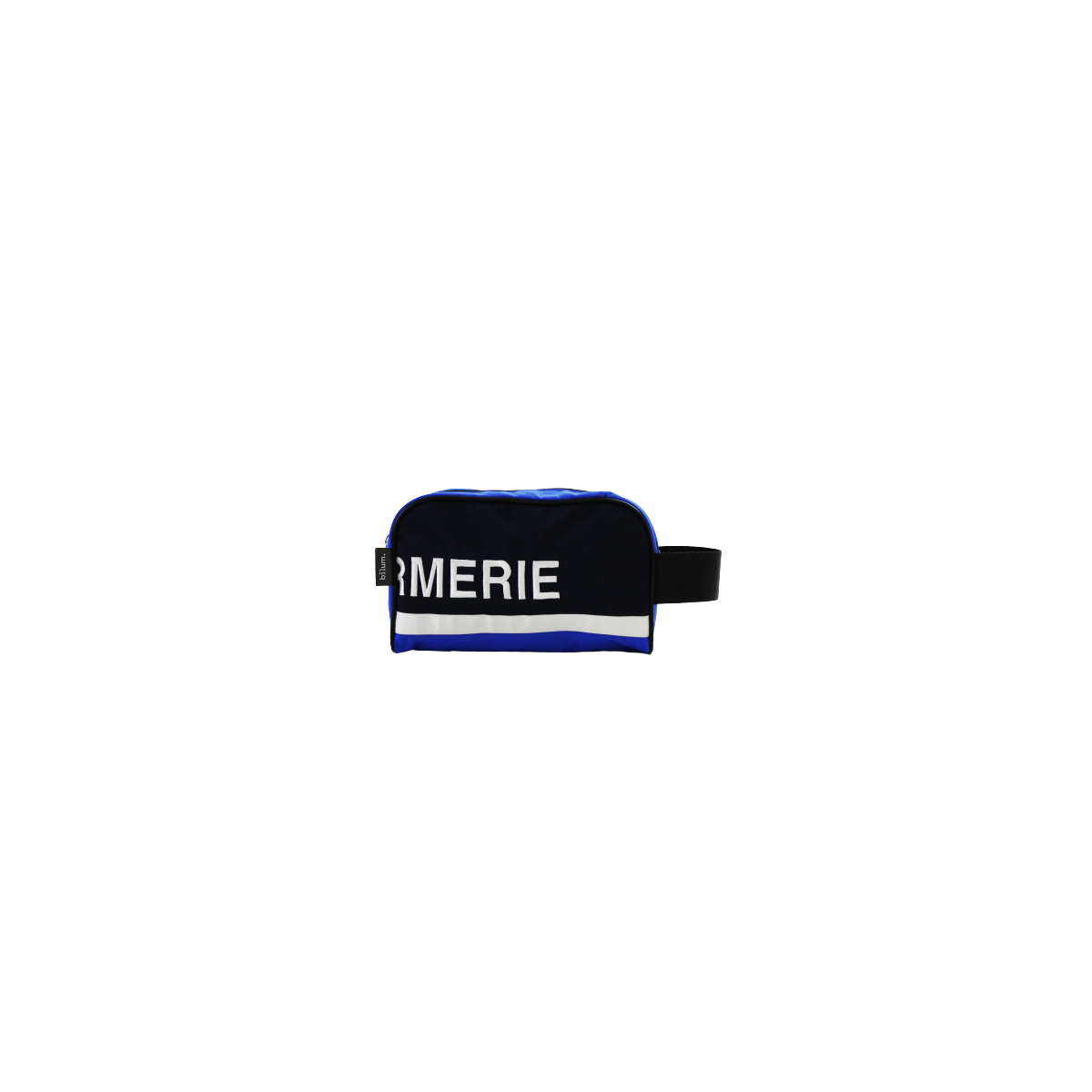 Face avant trousse de toilette en blouson de gendarmerie avec texte "RMERIE"