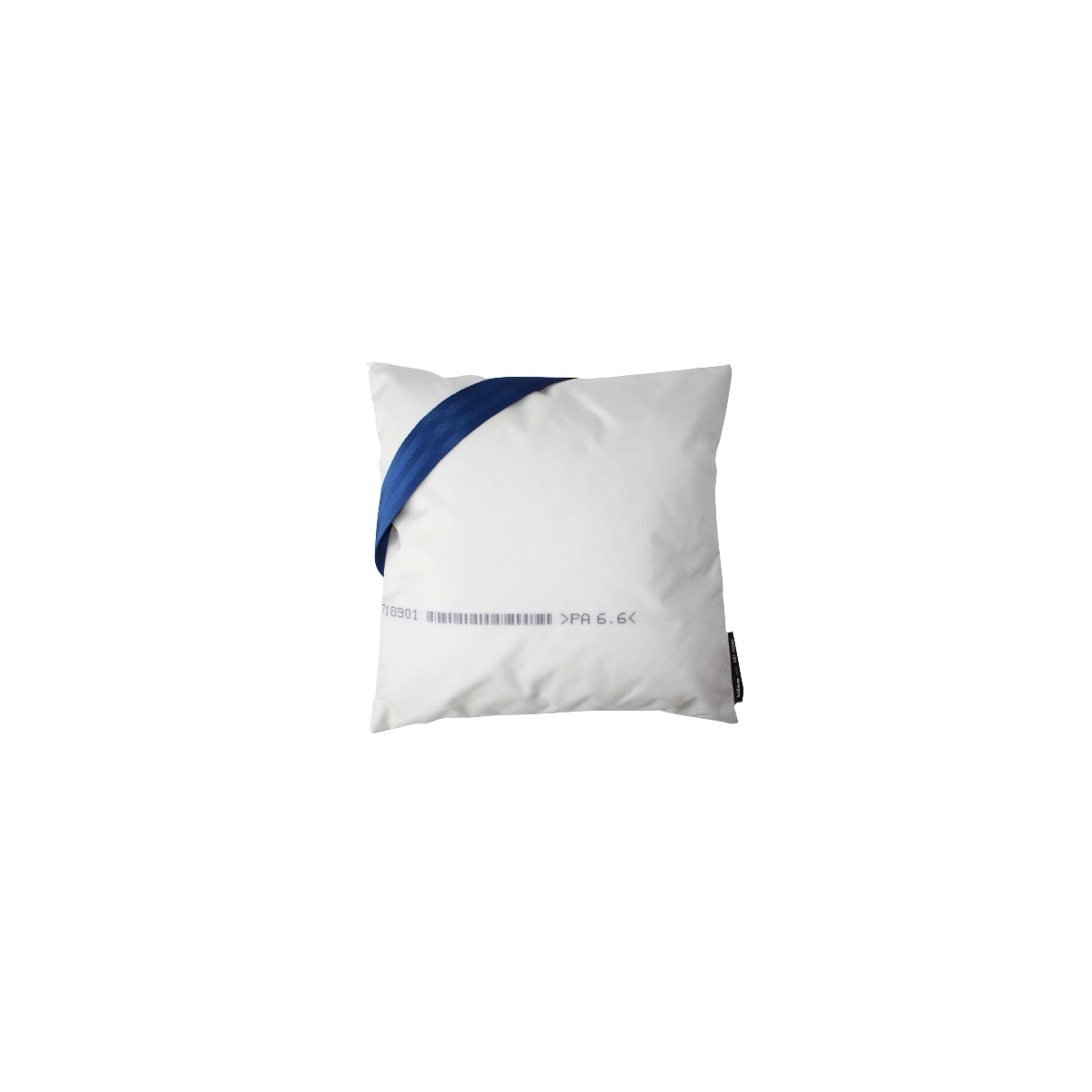 Face avant housse de coussin en airbag blanc avec morceau de ceinture de sécurité bleu