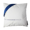 Face avant housse de coussin en airbag blanc avec morceau de ceinture de sécurité bleu