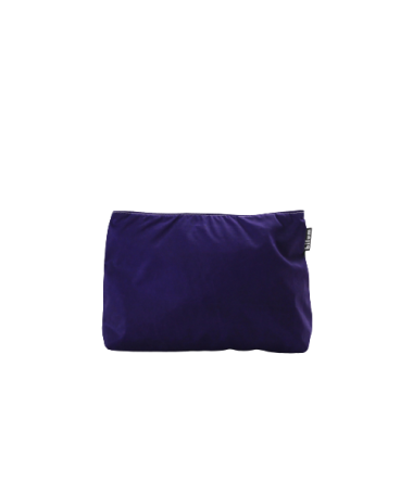 Vue face arrière trousse à soufflet 22 cm en toile de montgolfière verte, bleue et violette