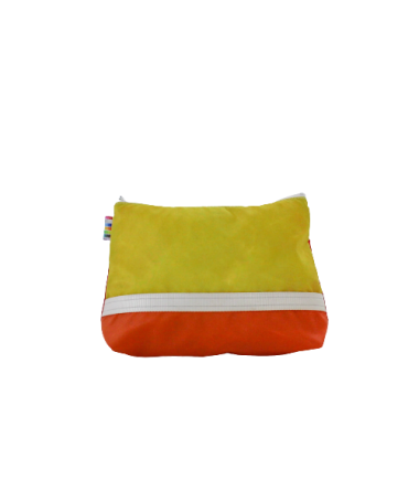 Vue face avant jaune et orange d'une trousse à soufflet de 22cm en toile de montgolfière
