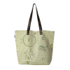 Leather handles cabas - Jouy Cloth green