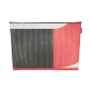 Vue face arrière noire, rouge et blanche d'une trousse A4 à soufflet en bâche de la Techno Parade 20 ans
