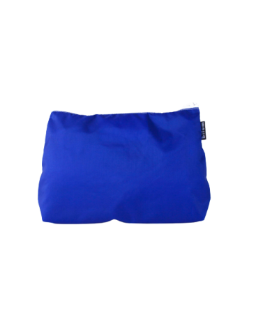 Face arrière toute bleue de la trousse à soufflet 22 cm en toile de montgolfière
