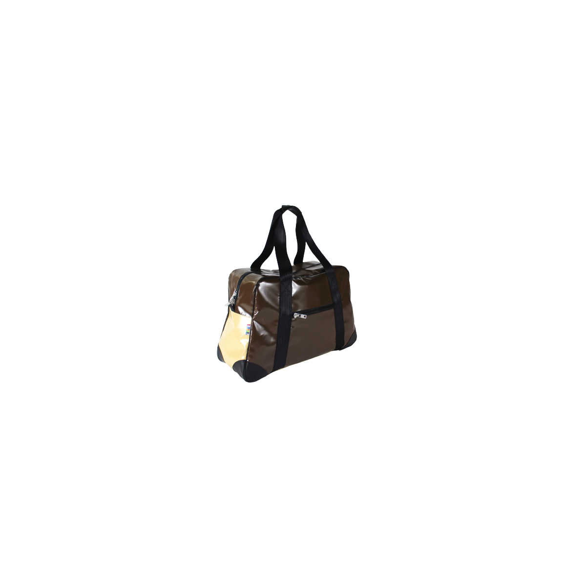 Cabine travel bag from the upcycling of an advertising tarpaulin.