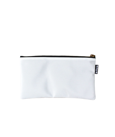 Face arrière d'une trousse plate de 22cm en toile d'airbag blanche avec doublure et fermeture éclair kaki