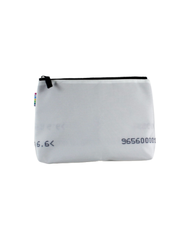 Vue de face trousse à soufflet 22 cm en toile d'airbag blanche avec doublure et fermeture éclair vert bouteille