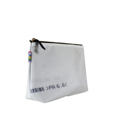 Vue latérale trousse à soufflet 22 cm en toile d'airbag avec fermeture éclair kaki