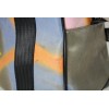 Minicabine travel bag from the upcycling of a train tarpaulin.