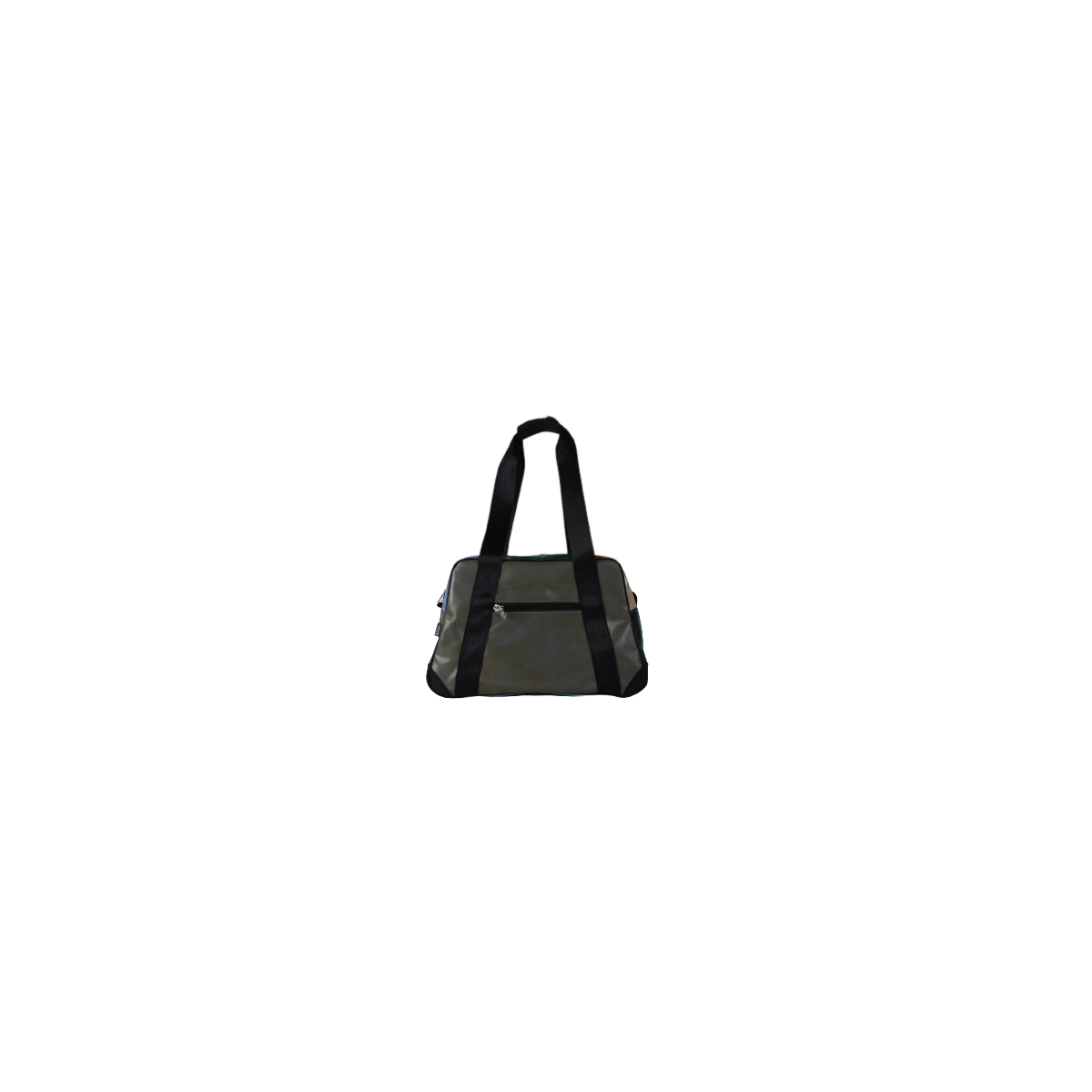 Minicabine travel bag from the upcycling of a train tarpaulin.
