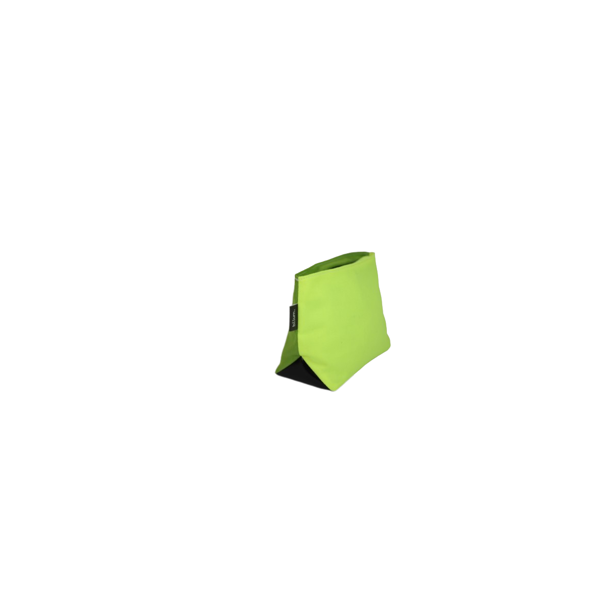 Vue latérale de la trousse isocèle en toile de store jaune et verte Vue latérale de la trousse isocèle en toile de store jaune et verte