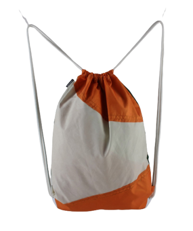 Face orange et beige du sac cordon en toile de montgolfière
