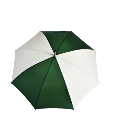 Parapluie ouvert en toile de montgolfière verte et blanche