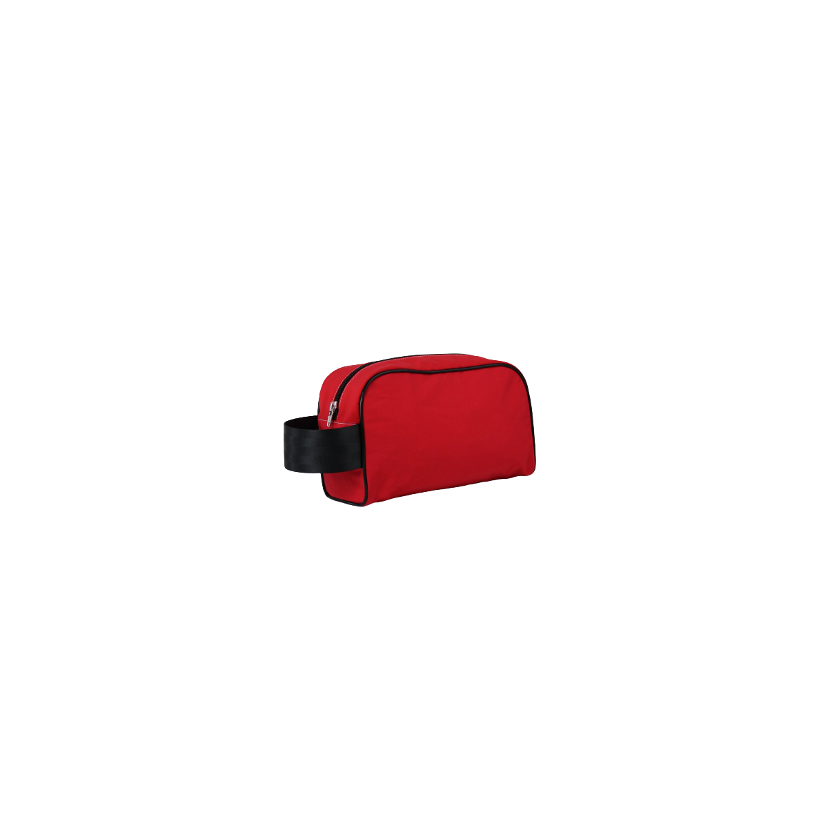 Vue de biais de la face arrière d'une trousse de toilette rouge en blouson de moniteur de ski de Courchevel Vue de biais de la face arrière d'une trousse de toilette rouge en blouson de moniteur de ski de Courchevel