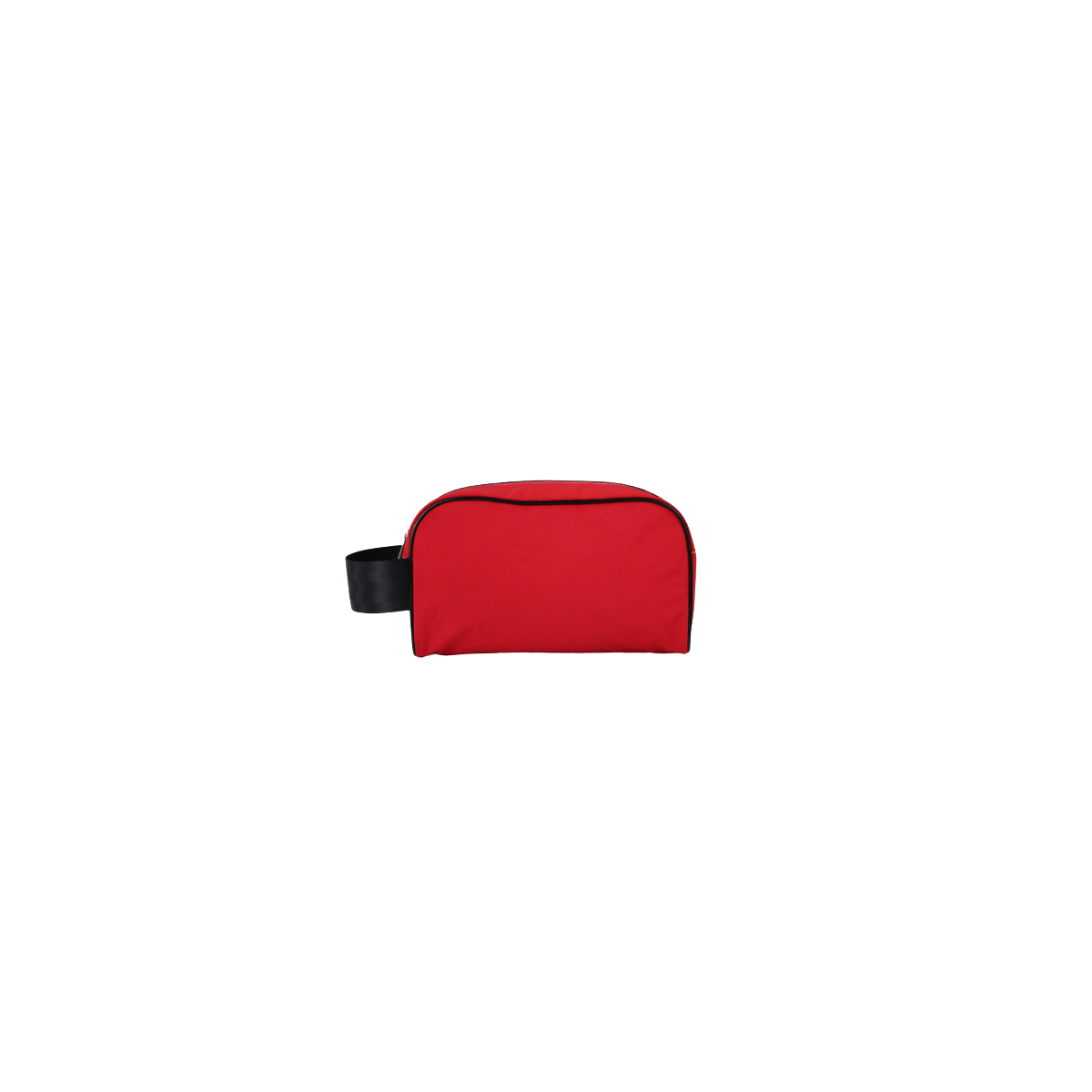 Vue de la face arrière d'une trousse de toilette rouge en blouson de moniteur de ski de Courchevel Vue de la face arrière d'une trousse de toilette rouge en blouson de moniteur de ski de Courchevel
