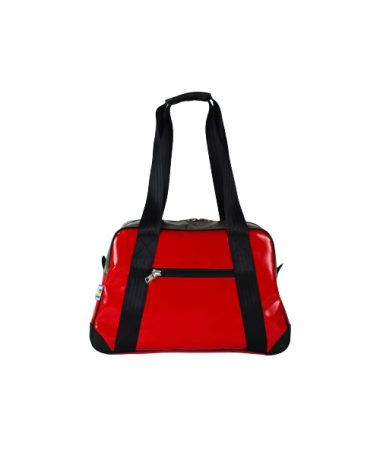 Minicabine travel bag from the upcycling of an advertising tarpaulin.