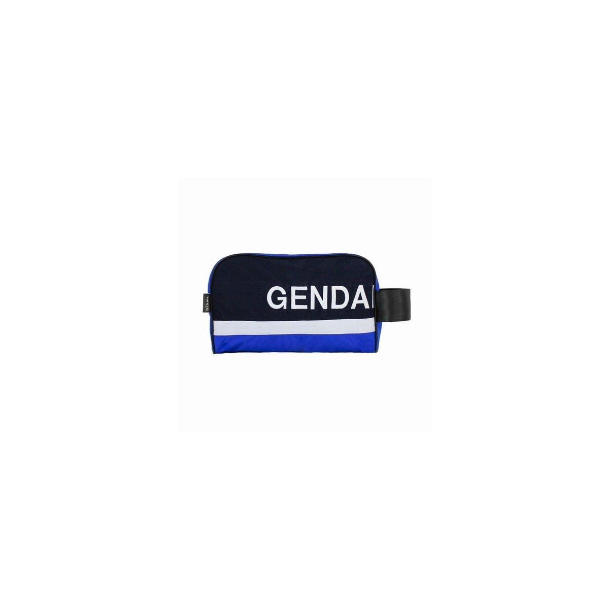 Face avant de trousse de toilette en blouson de la Gendarmerie Nationale avec inscription "GENDA"