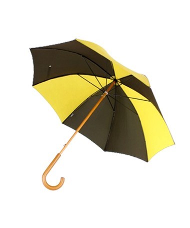 Toile de montgolfière noire et jaune recyclée en parapluie