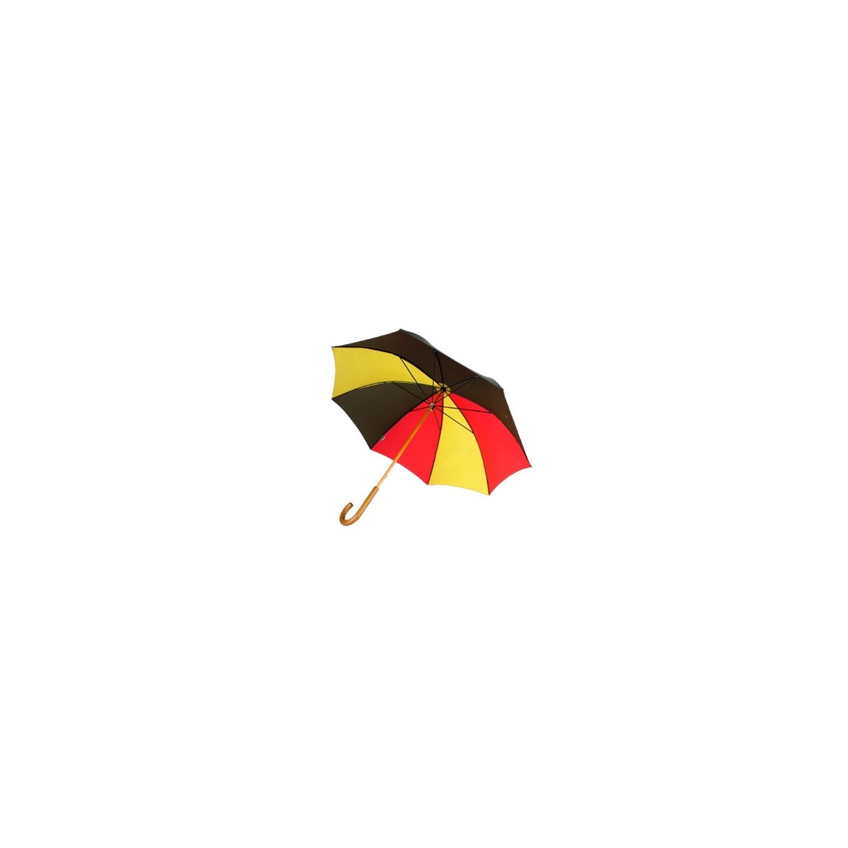 Toile de montgolfière noire, jaune et rouge recyclée en parapluie