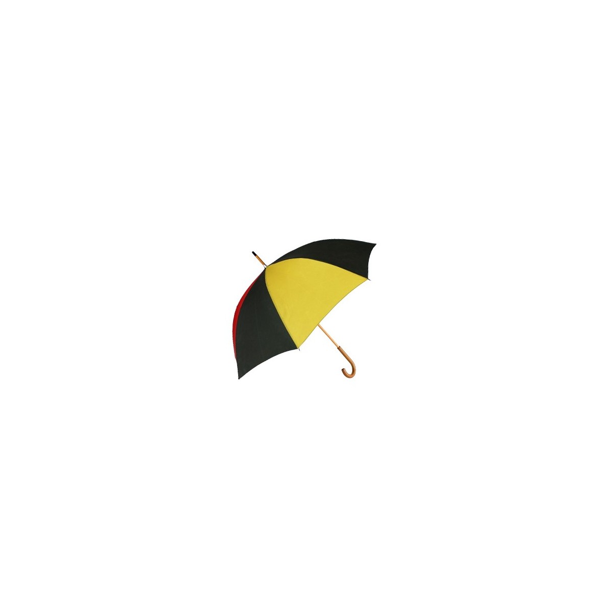 Toile de montgolfière noire, jaune et rouge recyclée en parapluie