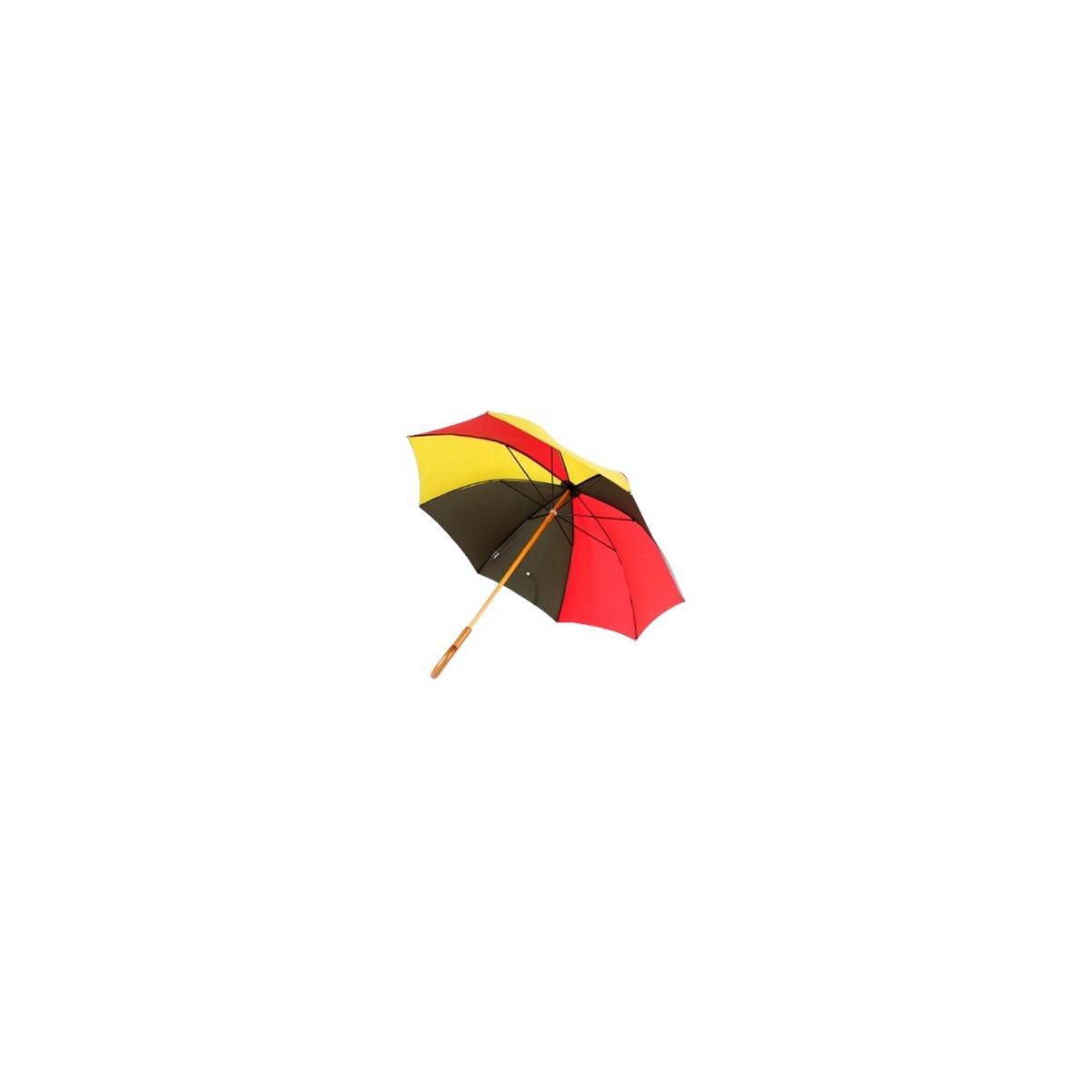 Toile de montgolfière rouge, noir et jaune recyclée en parapluie