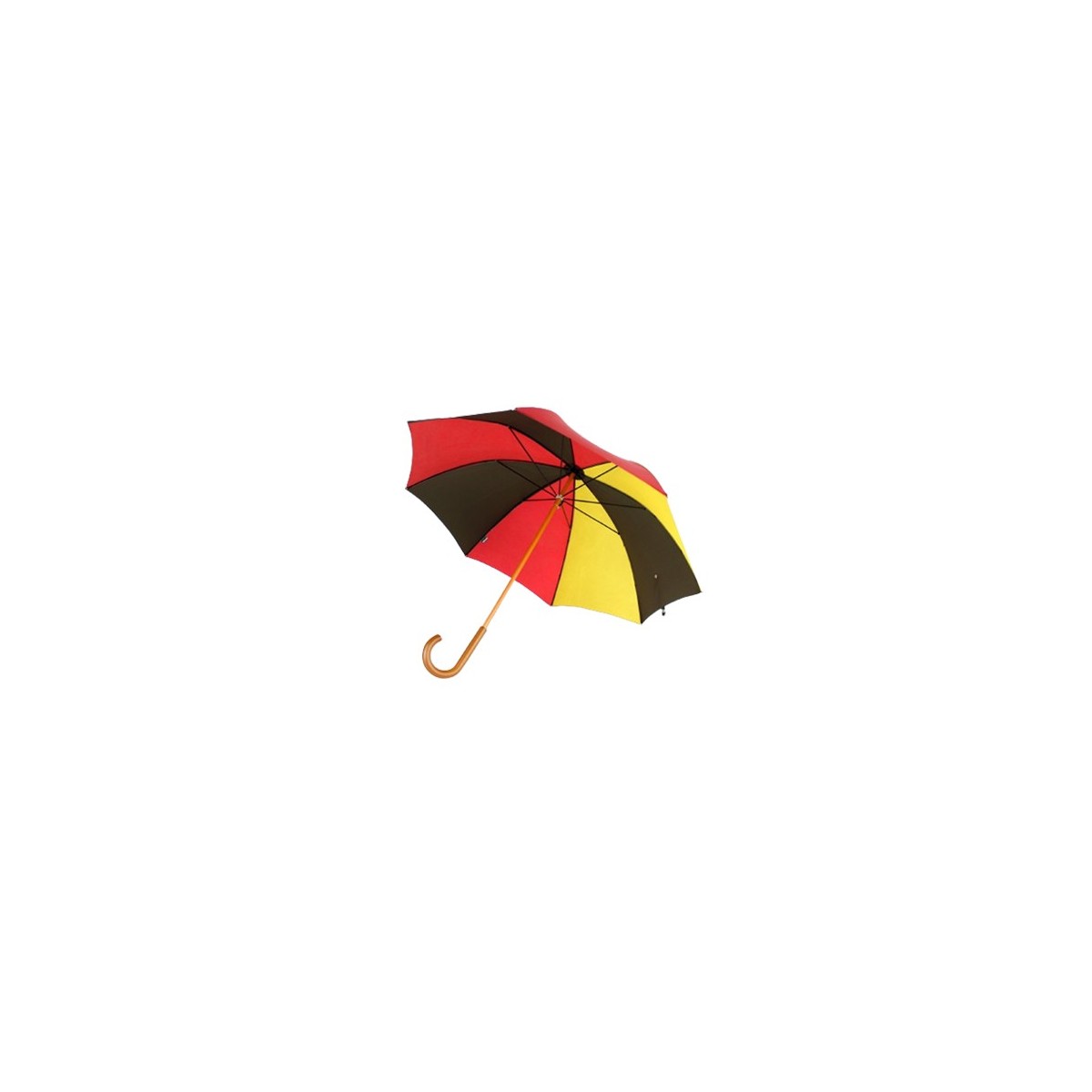Toile de montgolfière rouge, noir et jaune recyclée en parapluie