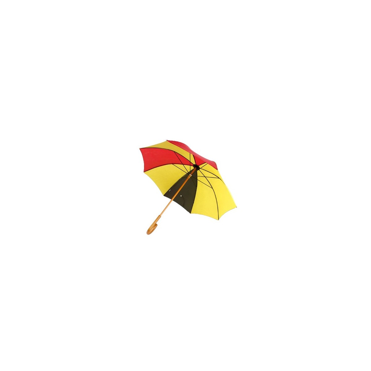 Toile de montgolfière jaune, rouge et noir recyclée en parapluie