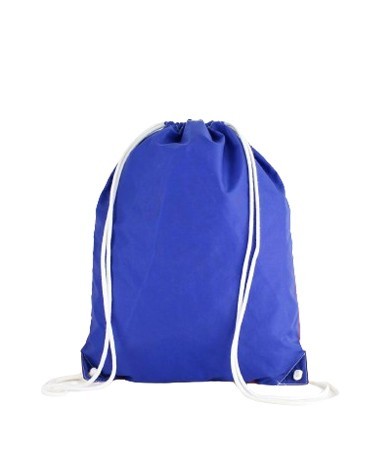 Sac à cordon bleu et rouge en toile de montgolfière recyclée.