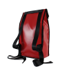 Sac à dos bâche|Vue de dos du sac à dos. Sac à dos upcyclé couleur rouge.