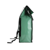Sac à dos bâche|Vue de côté du sac à dos. Sac à dos upcyclé couleur vert d'eau.