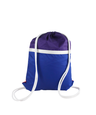 Sac cordon confectionné à partir d'une toile de montgolfière upcyclée.