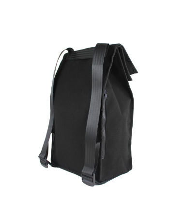 Sac à dos durable noir avec bretelles en ceinture de sécurité recyclée