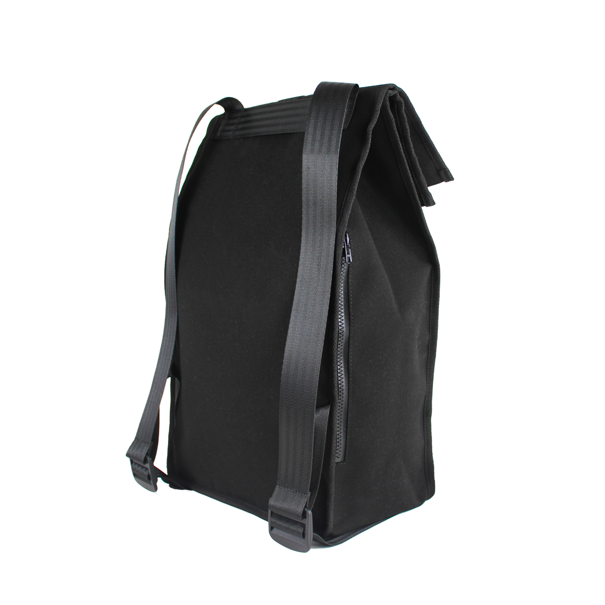 Sac à dos durable noir avec bretelles en ceinture de sécurité recyclée