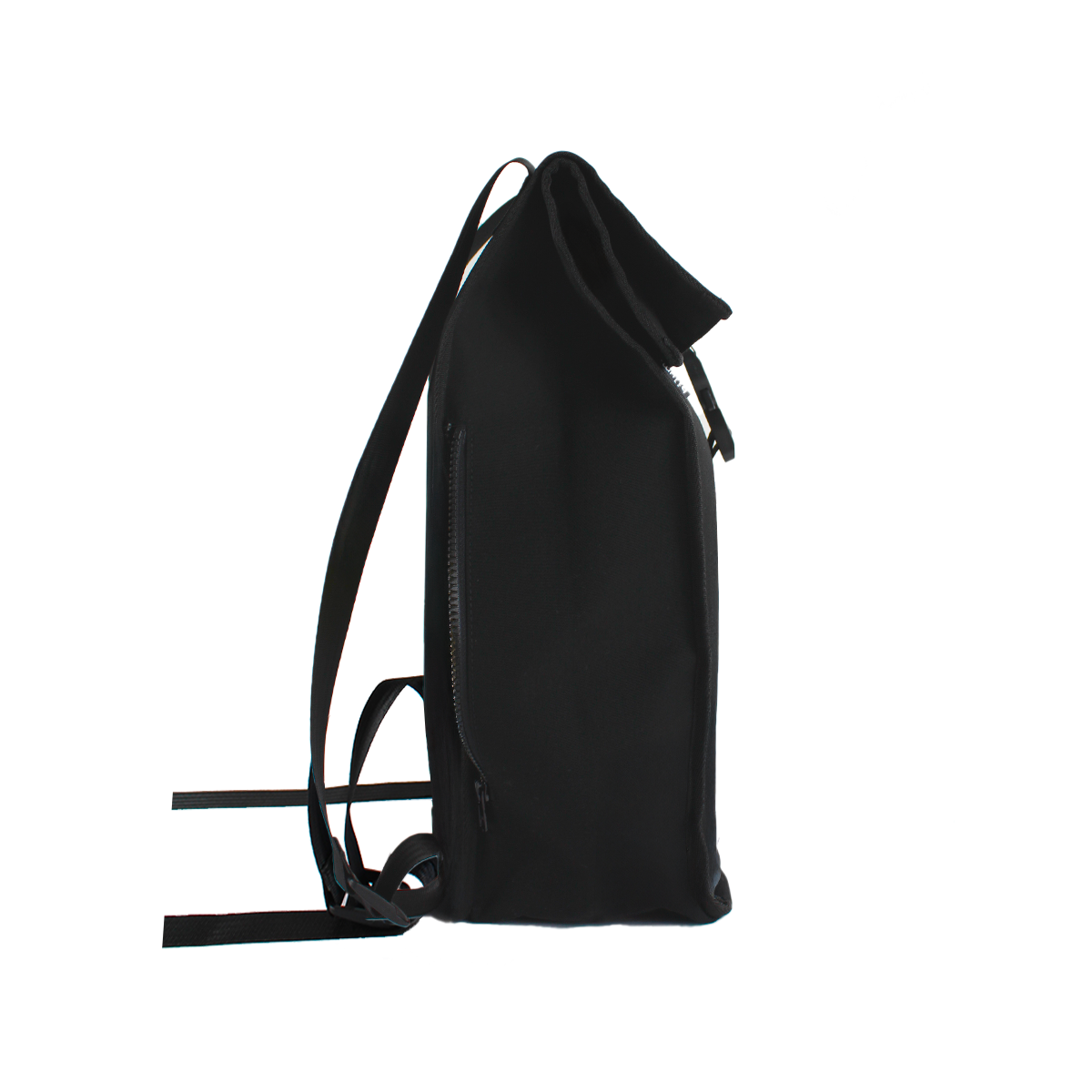 Sac à dos écologique en toile de store noire avec poche latérale cachée